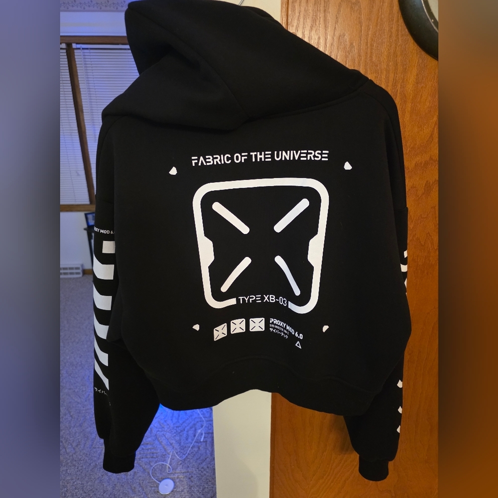 Fabric Of The Universe Womens Crop Hoodie Large - Picture 2 of 11